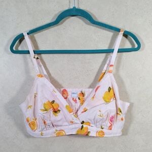 08532 ONLY peach print mostly cotton cropped top L